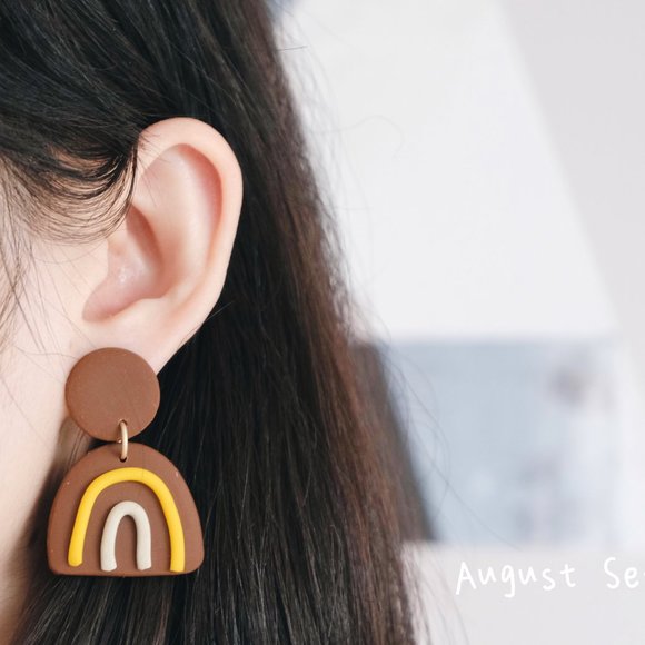 Polymer Clay Earring - Brown - Picture 4 of 5